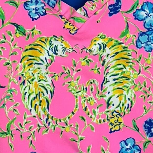 Lilly Pulitzer Tiger Floral Halter Sports Bra Crop Top Pink Sz Small Resortcore - Picture 6 of 6